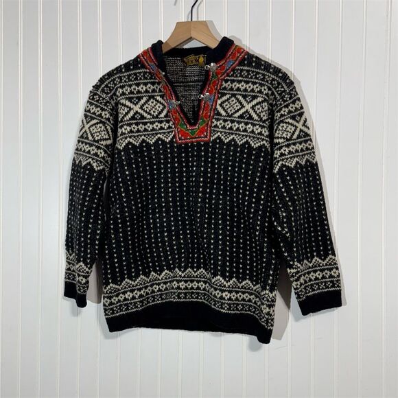 Vintage Nordstrikk Norway Wool Sweater Nordic Ski Pullover Pewter Clasp S/M - Picture 1 of 8